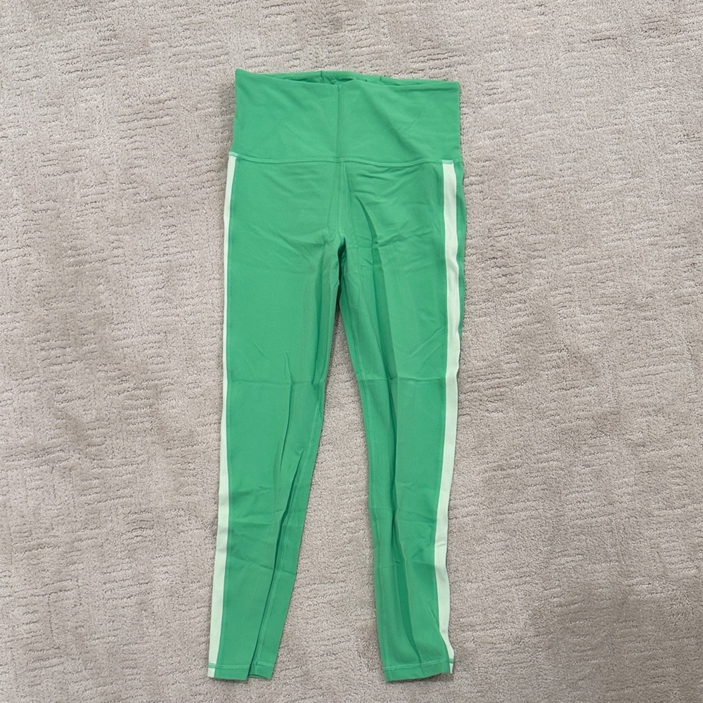 Never worn Athleta Green Leggings with Green Stripes